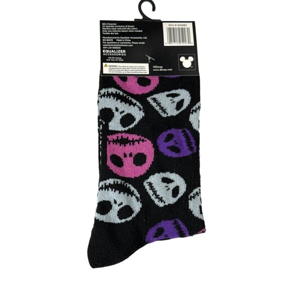 Men’s Black Skull Crew Socks 9-13 | Spooky Halloween Gothic Style - Picture 2 of 3